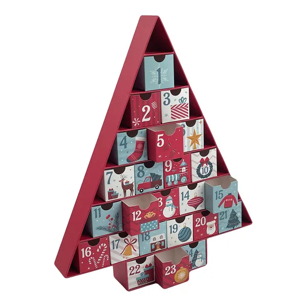 Adventes kalendārs 32,5 X 5 X 39 CM Kartons Ziemassvētki Jaungada eglīte