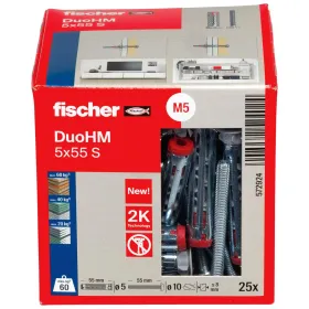 Sieniniai kištukai ir varžtai Fischer DUO HM Ø 10 x 55 mm (25 vnt.)
