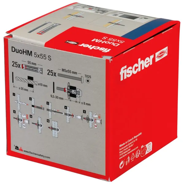 Sienas spraudņi un skrūves Fischer DUO HM Ø 10 x 55 mm (25 gb.)
