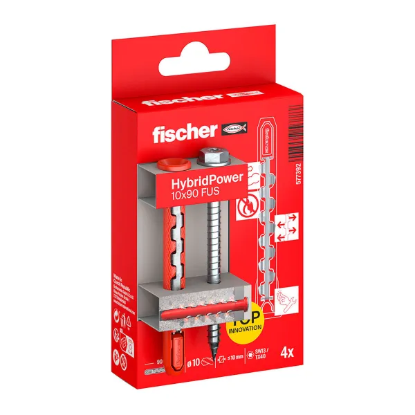 Seinätapit ja ruuvit Fischer hybridpower 90 mm Ø 10 x 90 mm (4 osaa)