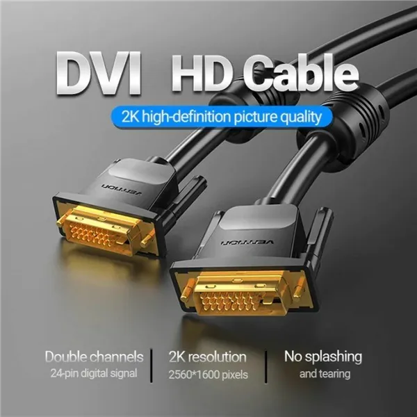 DVI-D Extension Cable Vention EAABF Black 1 m