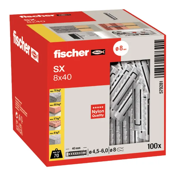 Studs Fischer sx Ø 8 x 40 mm (100 Units)
