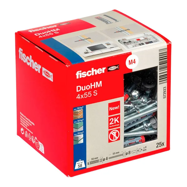 Sienas spraudņi un skrūves Fischer DUO HM Ø 8 x 55 mm (25 gb.)
