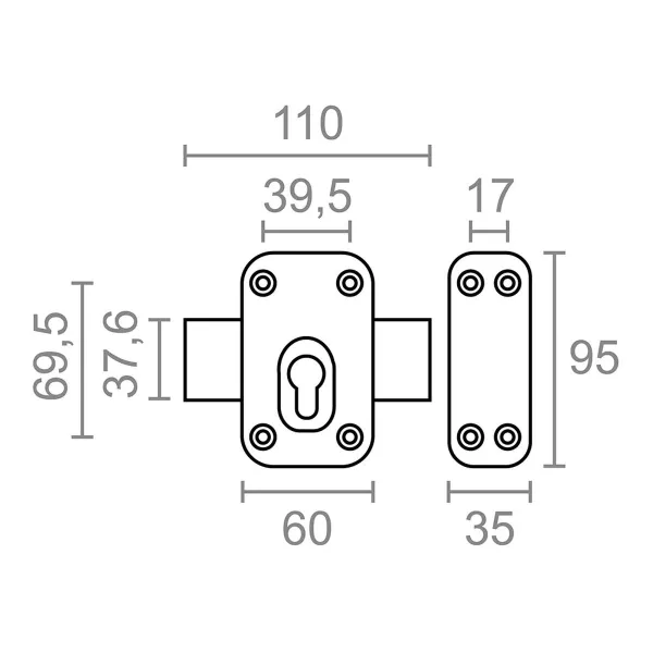 Bolt lock Micel crr16 Steel Grey