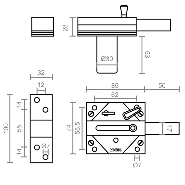 Safety lock Micel Silver Steel