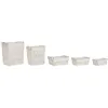 Laundry basket Home ESPRIT White Natural Metal Shabby Chic 42 x 32 x 51 cm 5 Pieces