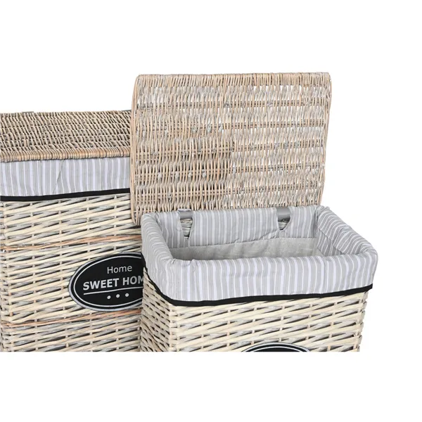 Laundry basket Home ESPRIT White Brown Black Grey Natural wicker Shabby Chic 47 x 35 x 55 cm 5 Pieces