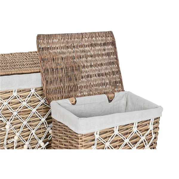 Laundry basket Home ESPRIT White Natural wicker Shabby Chic 47 x 35 x 55 cm 5 Pieces