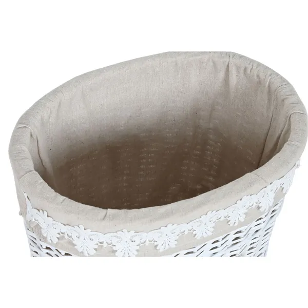 Laundry basket Home ESPRIT White Beige wicker 49 x 36 x 55 cm 3 Pieces