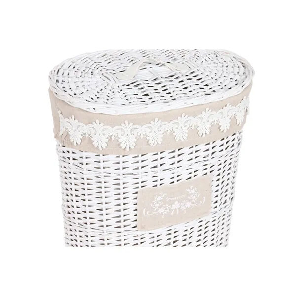 Laundry basket Home ESPRIT White Beige wicker 49 x 36 x 55 cm 3 Pieces