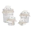 Laundry basket Home ESPRIT White Beige wicker Shabby Chic 45 x 45 x 68 cm 4 Pieces