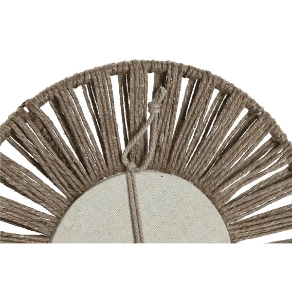 Mirror Set Home ESPRIT Natural Jute Crystal Tropical 20 x 1 x 20 cm (3 Pieces)