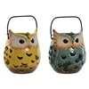 Lantern Home ESPRIT Yellow Jade Metal Porcelain Owl 12 x 12 x 15 cm (2 Units)