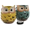 Lantern Home ESPRIT Yellow Jade Metal Porcelain Owl 12 x 12 x 15 cm (2 Units)