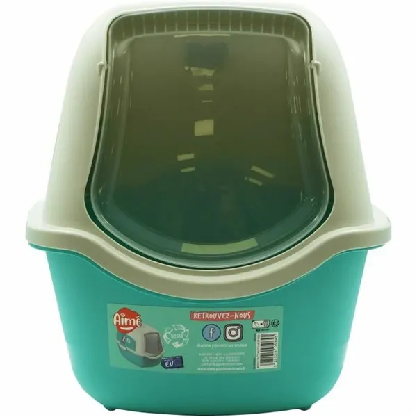 Cat Litter Box Aimé Blue White Plastic