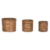 Set of Planters Home ESPRIT Brown Metal Rattan Tropical 31 x 31 x 27 cm