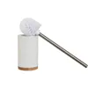 Toilet Brush Home ESPRIT White Silver Natural Resin Bamboo 9 x 9 x 37 cm