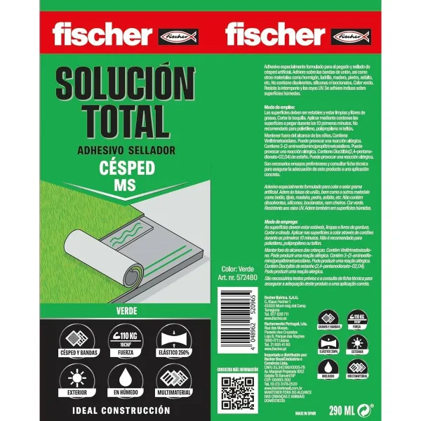 Sealer/Adhesive Fischer Solución Total 572480 Green 290 ml Grass