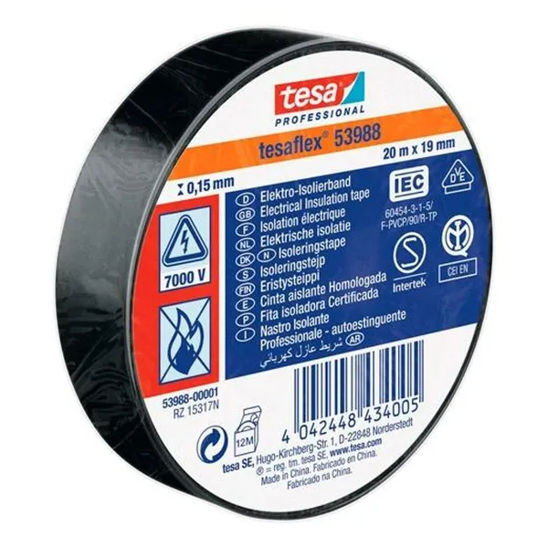 Izoliacinė juosta TESA Juoda PVC (10 vnt.)