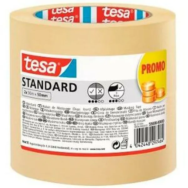 Maskējošā lente TESA STANDARD Dzeltens 50 mm x 50 m 2 Daudzums (18 gb.)