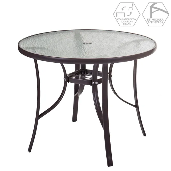 Pusdienu galds Neila 90 x 90 x 72 cm Stikls Tērauds