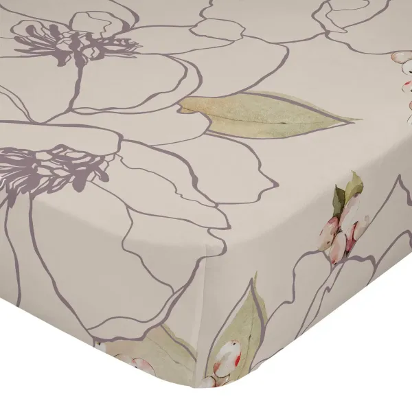 Fitted bottom sheet HappyFriday White Peonies Multicolour 200 x 200 x 32 cm