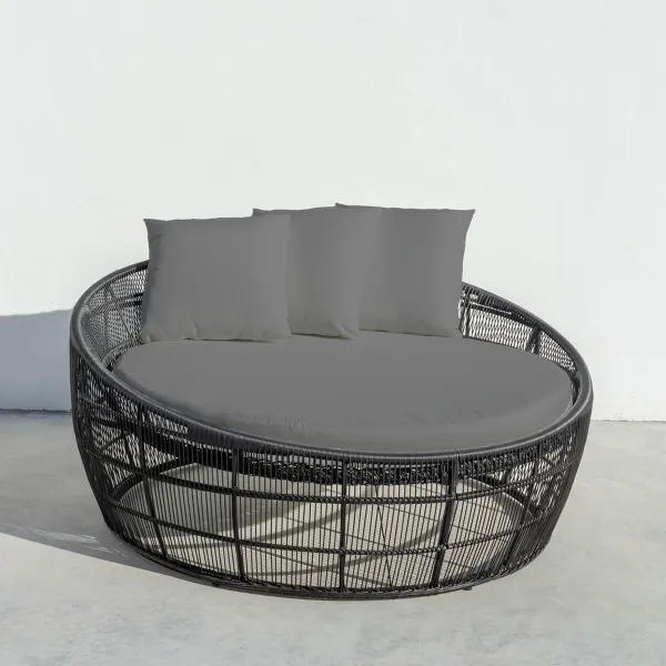 Šezlongas Dido 160 x 160 x 76 cm Apskritas Juoda