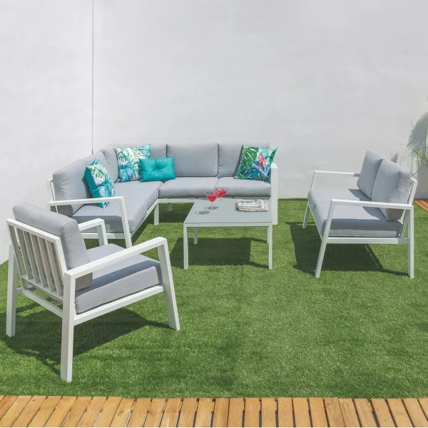 Garden sofa Thais White 195 x 195 x 73,6 cm