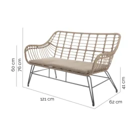 Sodo sofa Ariki 121 x 62 x 76 cm sintetinis rotangas Plienas Grafito
