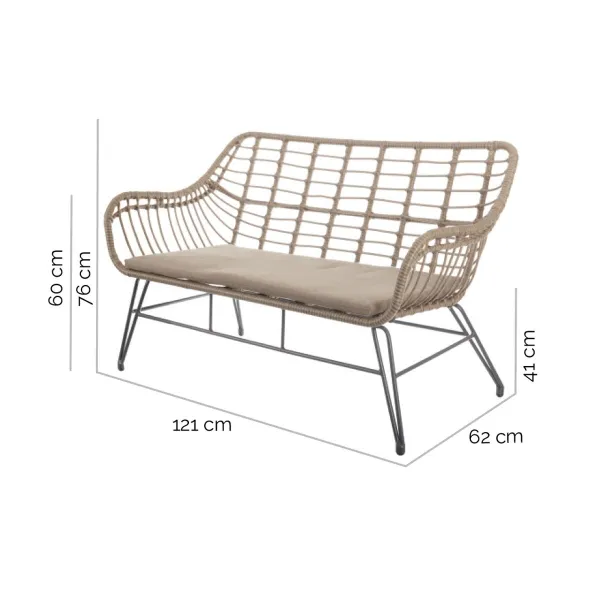 Садовое кресло Ariki 121 x 62 x 76 cm синтетический ротанг Сталь Графитовый