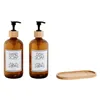 Soap Dispenser Home ESPRIT Amber Natural Bamboo Crystal 500 ml 7,5 x 7,5 x 20 cm