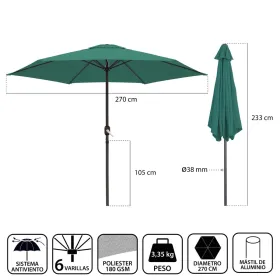Skėtis nuo saulės Monty Aliuminis Žalia 270 cm