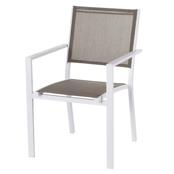 Garden chair Thais 55,2 x 60,4 x 86 cm Taupe Aluminium White
