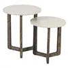 Side table Brown Beige Mother of pearl MDF Wood 45 x 45 x 55 cm