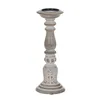 Candle Holder White Natural Iron Mango wood 14 x 14 x 38 cm