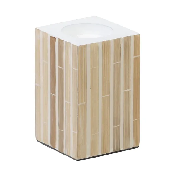 Candleholder Beige Bamboo MDF Wood 10,5 x 10,5 x 16 cm