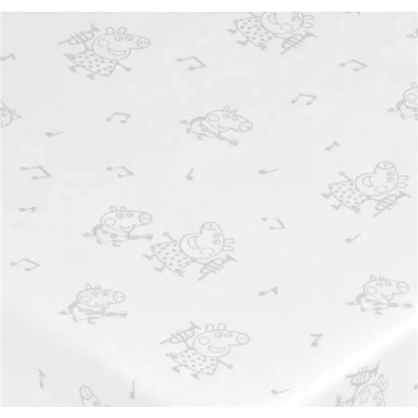 Fitted bottom sheet Peppa Pig White Grey 60 x 120 cm 100% cotton