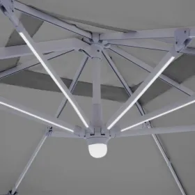 Skėtis nuo saulės Tiber Balta Šviesiai pilka Aliuminis 300 x 300 x 250 cm LED