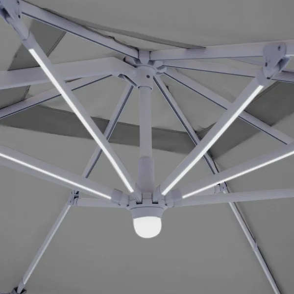 Skėtis nuo saulės Tiber Balta Šviesiai pilka Aliuminis 300 x 300 x 250 cm LED