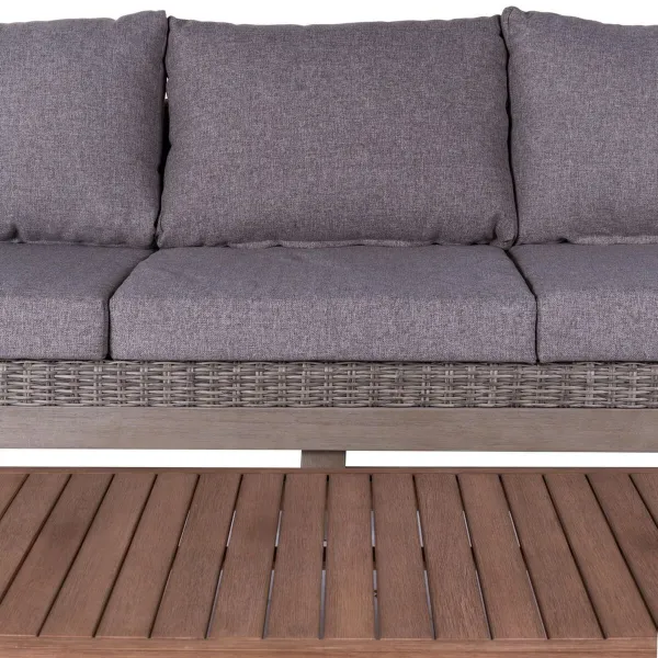 Sodo sofa Patsy Pilka Aliuminis Rotangas Akacija 220 x 89 x 64,50 cm