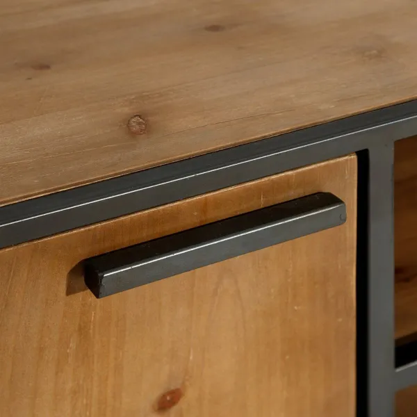 TV mēbeles CÉSARE 150 x 40 x 49 cm Melns Metāls Koks Brūns