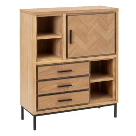 Sideboard SPIKE Black Natural Wood Metal Ash wood MDF Wood 90 x 36 x 115,5 cm