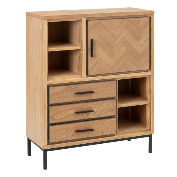 Sivupöytä SPIKE Musta Luonnollinen Puu Metalli Ash wood Puu MDF 90 x 36 x 115,5 cm
