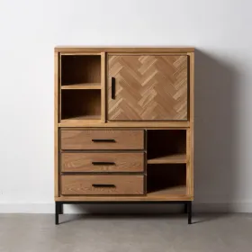 Sideboard SPIKE Black Natural Wood Metal Ash wood MDF Wood 90 x 36 x 115,5 cm
