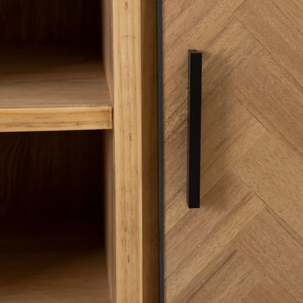 Sideboard SPIKE Black Natural Wood Metal Ash wood MDF Wood 90 x 36 x 115,5 cm