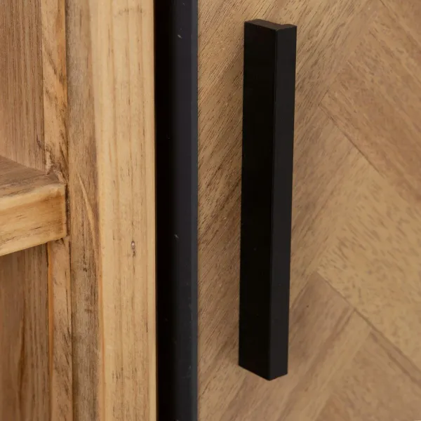 Sivupöytä SPIKE Musta Luonnollinen Puu Metalli Ash wood Puu MDF 90 x 36 x 115,5 cm