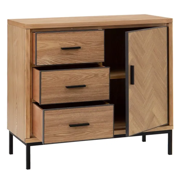 Vestibila galds ar atvilktnēm SPIKE 91 x 40 x 84,5 cm Dabisks Metāls Koks