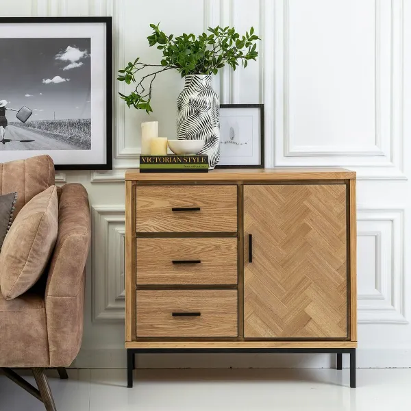 Vestibila galds ar atvilktnēm SPIKE 91 x 40 x 84,5 cm Dabisks Metāls Koks