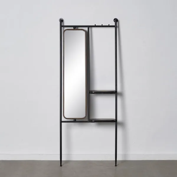 Вешалка 67 x 19 x 166,5 cm Стеклянный Чёрный Позолоченный Металл