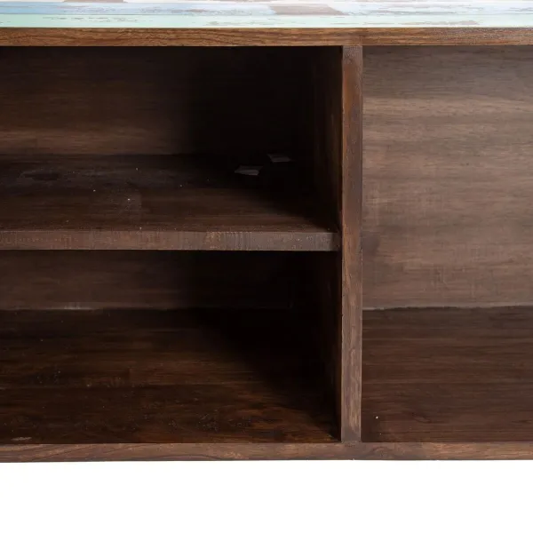 Sideboard Blue Brown Wood Metal Iron Mindi wood 120 x 40 x 80 cm